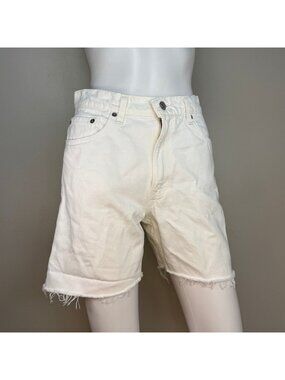 Vintage 1990s Women's White Denim Cut Off Shorts, Levi’s 550, 28" Waist